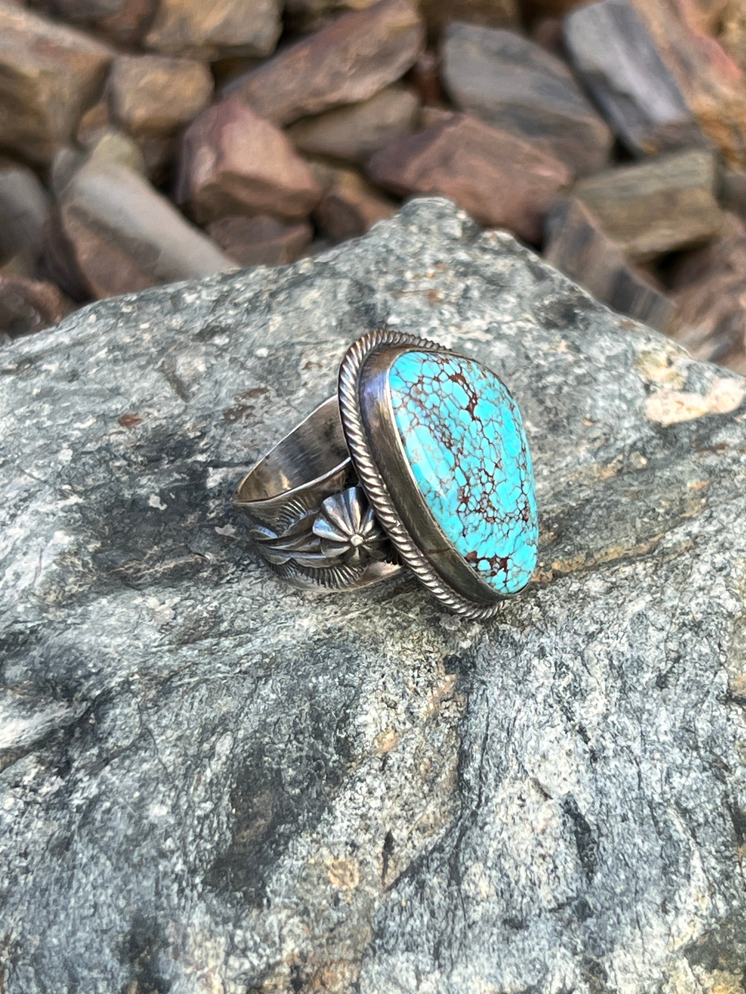 Handmade Sterling Silver Blue Kingman Turquoise Men or Women's Ring - Size 10 1/2
