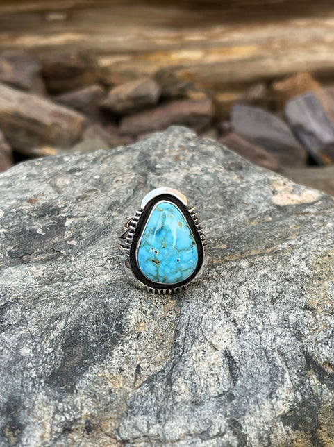 Hand Crafted Sterling Silver Turquoise Mountain Ring - 6