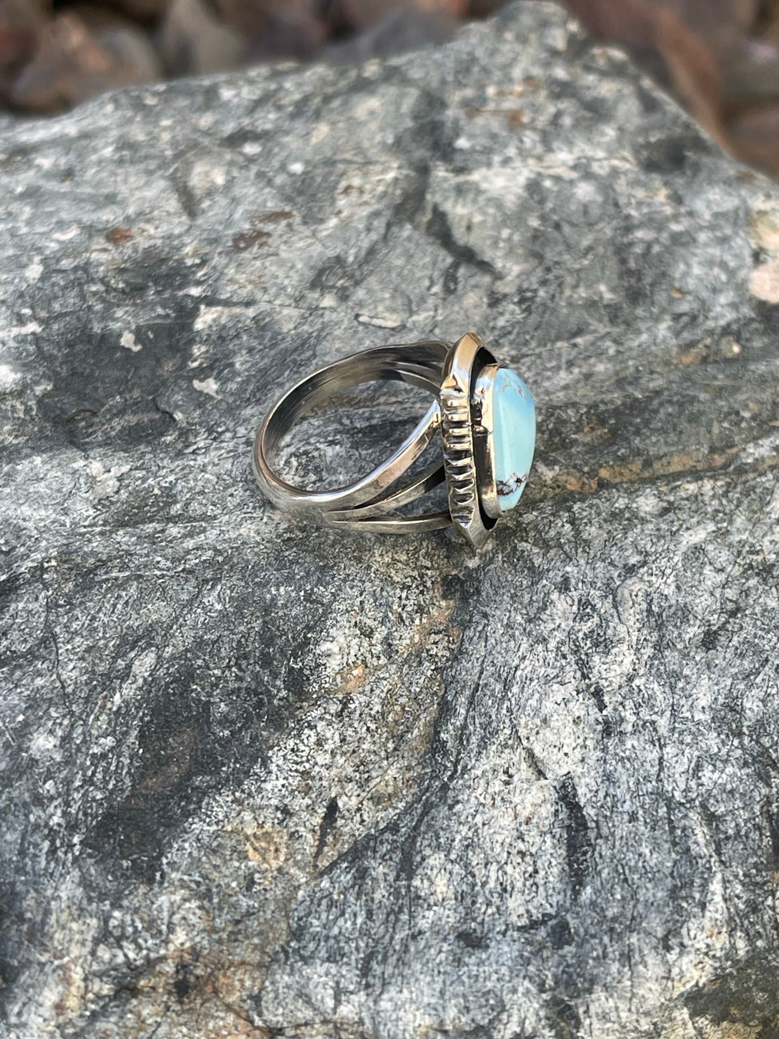 Small Handmade Sterling Silver  Golden Hill Turquoise Ring - Size 6