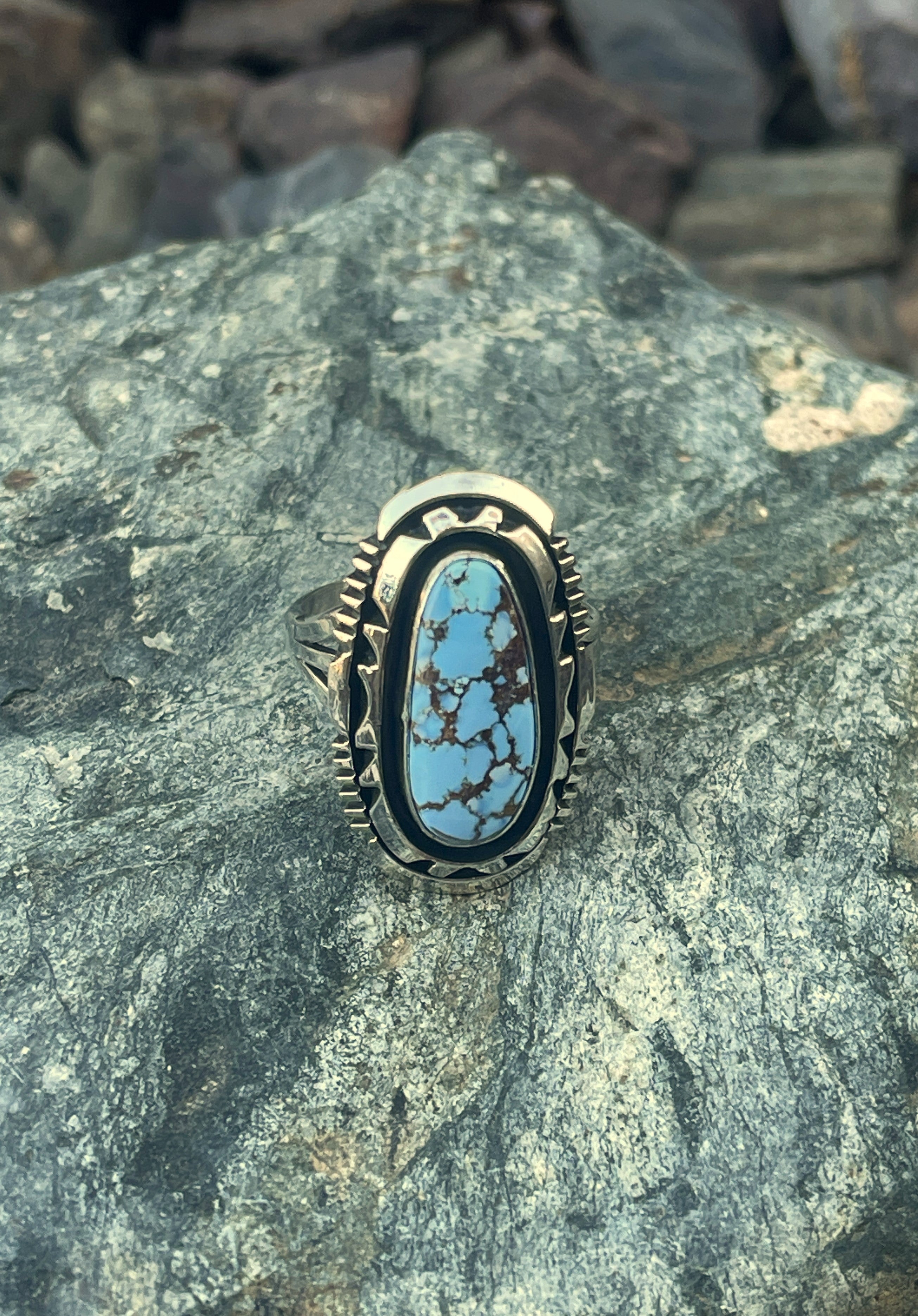 Handmade Sterling Silver Golden Hill Turquoise Ring - Size 9 1/2