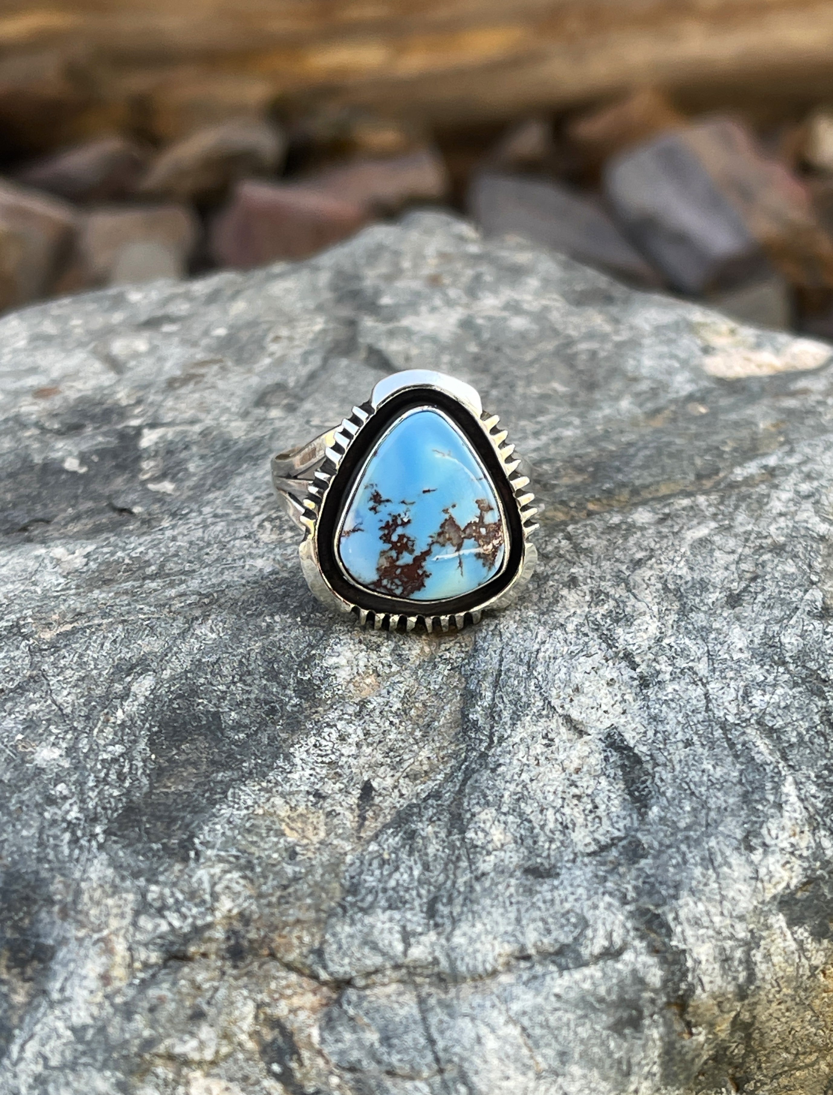 Signature Handmade Sterling Silver Golden Hill Turquoise Ring - Size 8