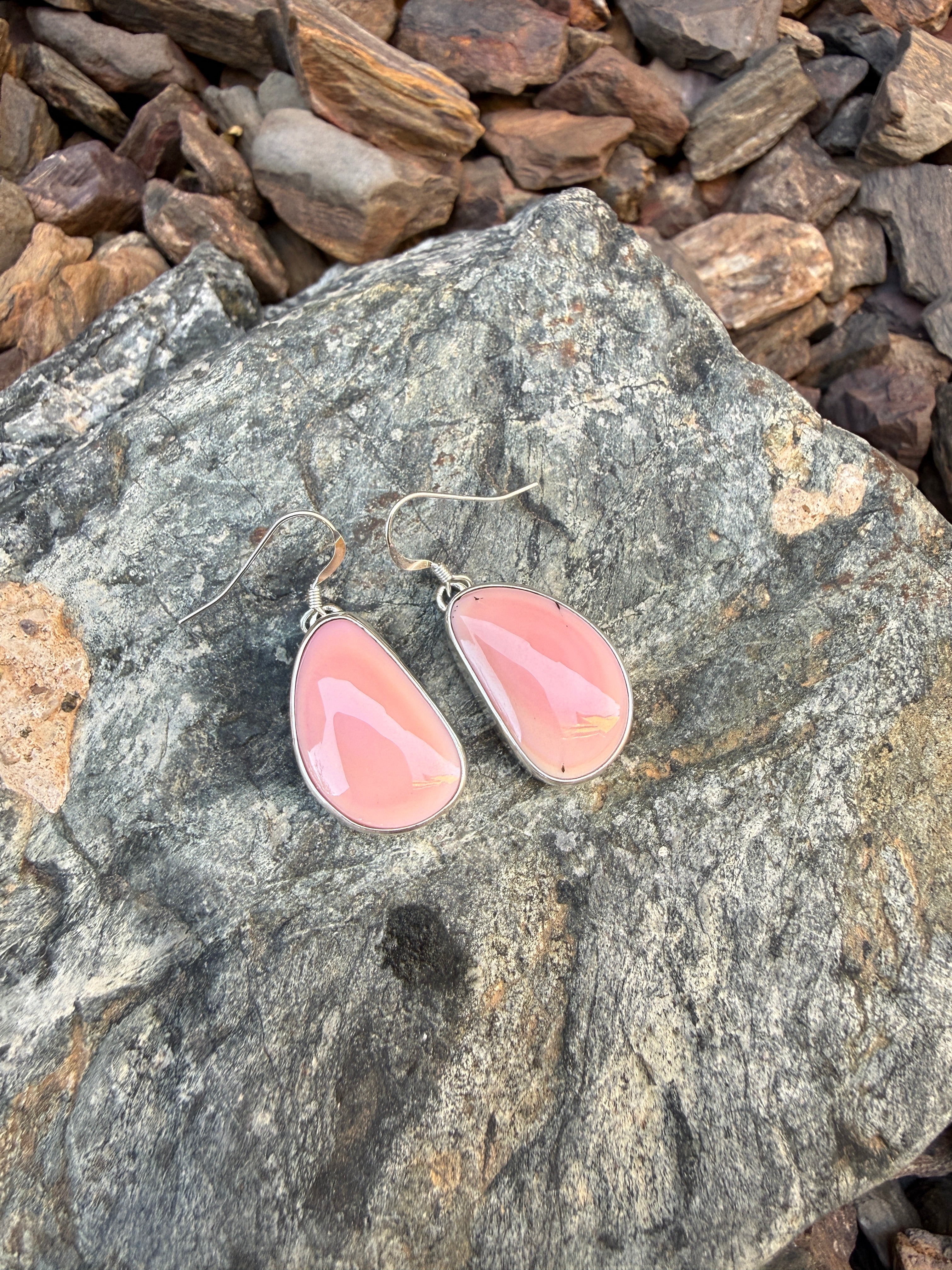 Handmade Sterling Silver Pink Conch Shell Earrings
