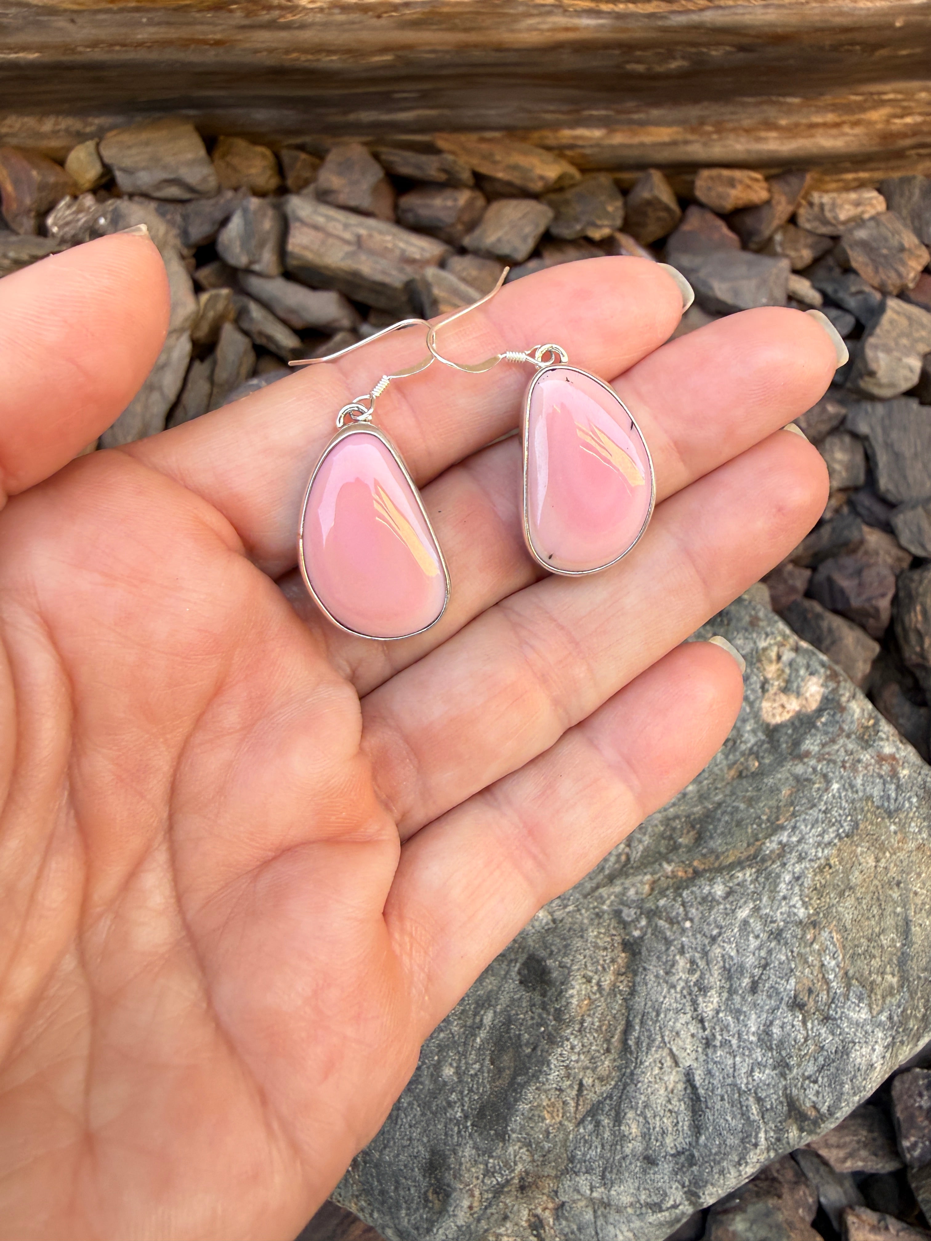 Handmade Sterling Silver Pink Conch Shell Earrings