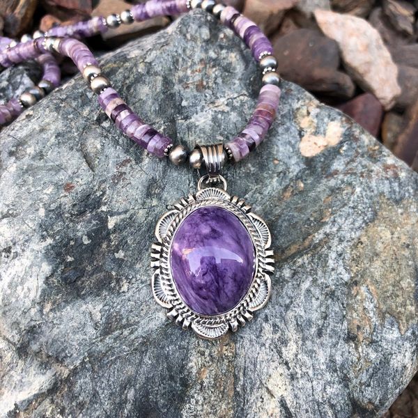 Handmade Sterling Silver Purple Charoite Necklace (1)