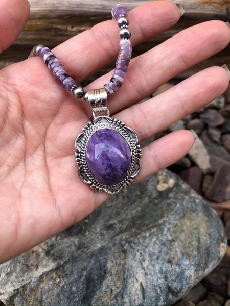 Handmade Sterling Silver Purple Charoite Necklace (2)