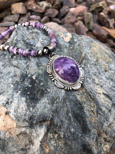 Handmade Sterling Silver Purple Charoite Necklace (3)