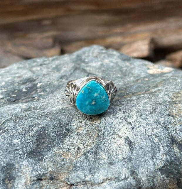 Heavy Gauge Solid Sterling Silver Turquoise Mountain Turquoise Ring