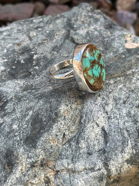 Hand Crafted Kingman Turquoise Plain Bezel Trim Ring