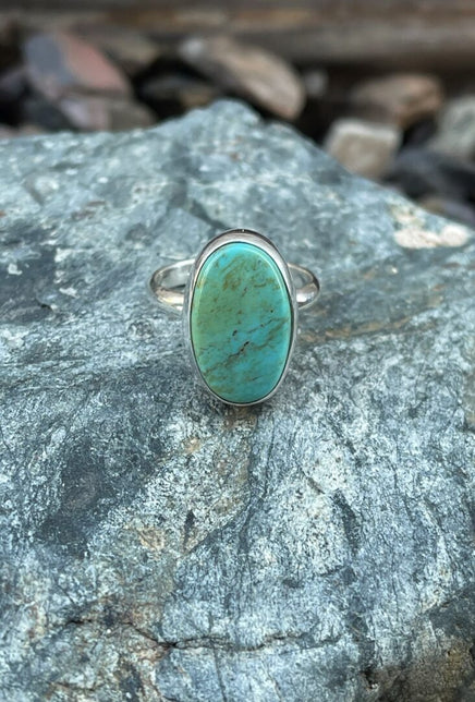 Handmade Oval Kingman Turquoise Plain Bezel Trim Ring