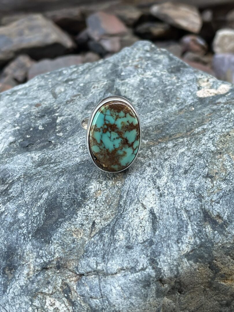 Hand Crafted Kingman Turquoise Plain Bezel Trim Ring