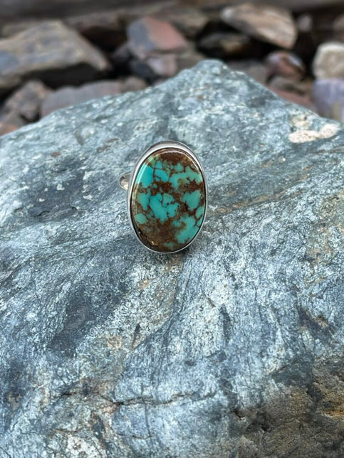 Hand Crafted Kingman Turquoise Plain Bezel Trim Ring