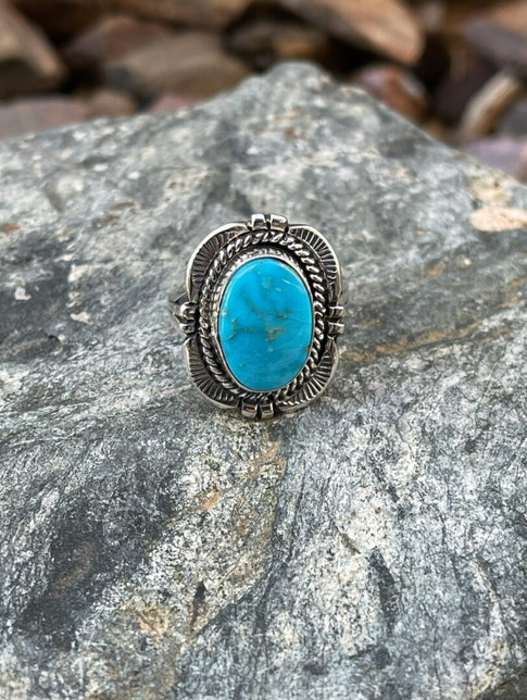 Small Sterling Silver Kingman Turquoise Ring