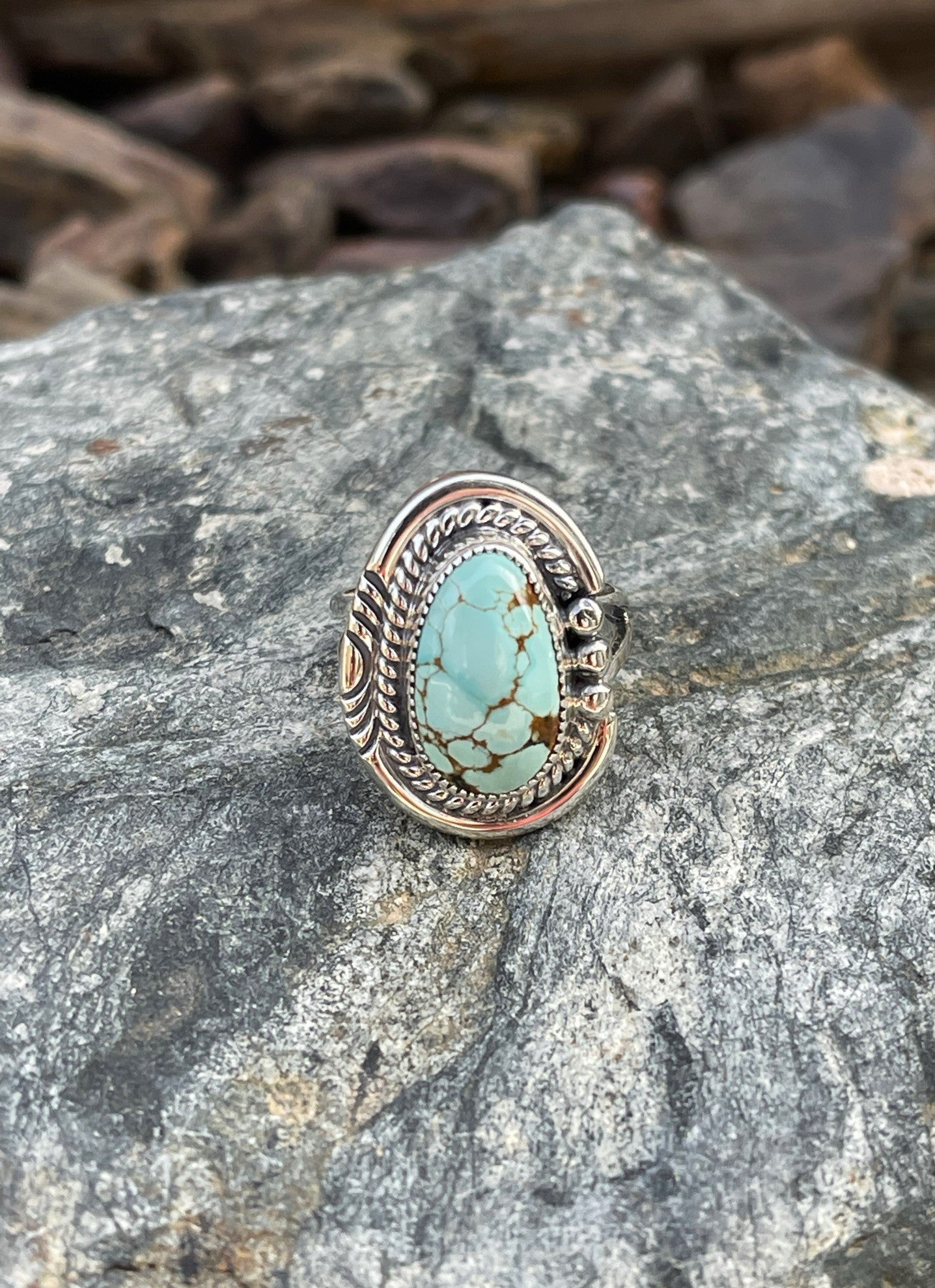 Handmade Solid Sterling Silver Royston Turquoise Ring - Size 7