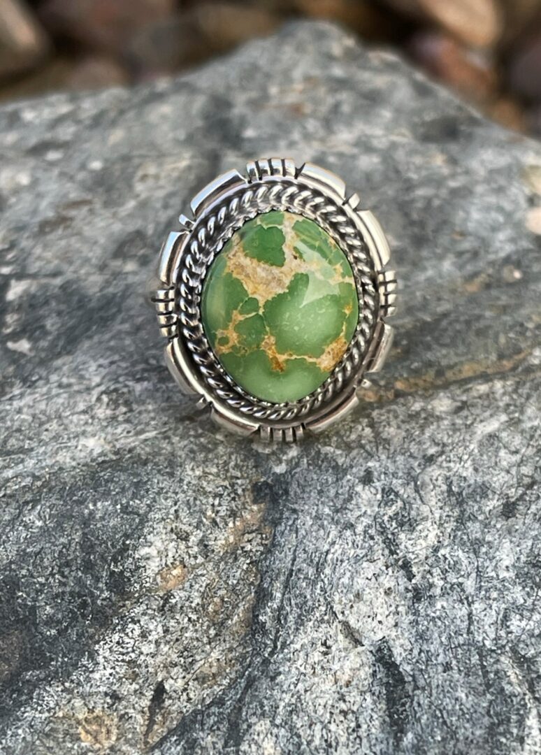 Hand Crafted Sterling Silver Green Royston Turquoise Ring