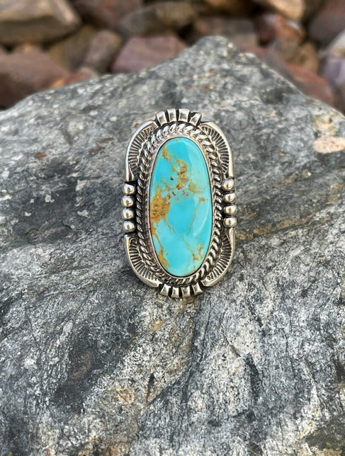 Signature Sterling Silver Oval Kingman Turquoise Ring