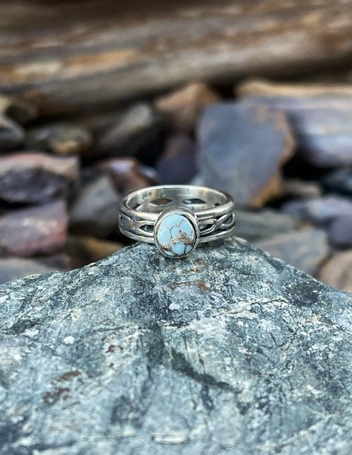 Dainty Handmade Sterling Silver Dry Creek Turquoise Ring - Size 6