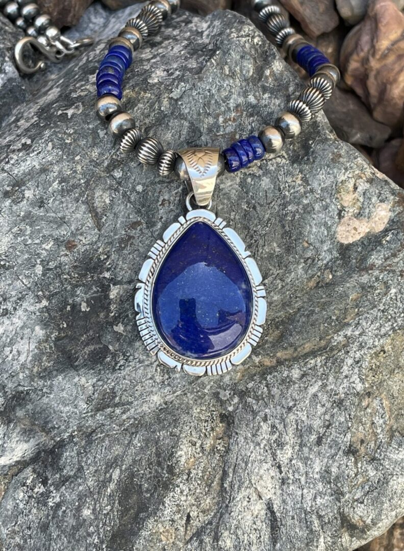 Blue Lapis Beaded Navajo Pearl Necklace