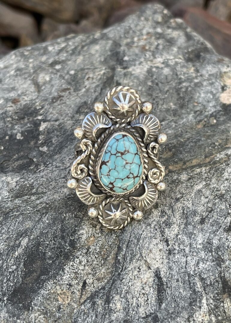 Detailed Sterling Silver Turquoise Ring