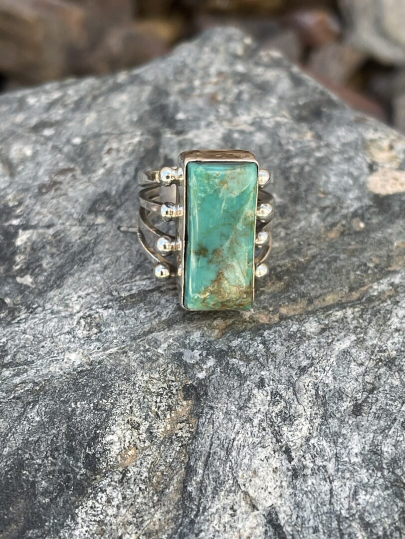 Sterling Silver Rectangle Kingman Turquoise Ring